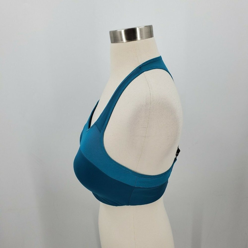 Nike Women's Dri-Fit Structured Sports Bra Blue Black Hook & Eye Size Medium - Picture 4 of 8